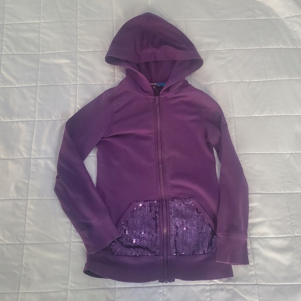 Purple Zip Up Hoodie with Sequins